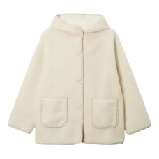 Пальто с капюшоном и накладными карманами