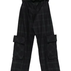 Клетчатые карго-брюки с подвернутой талией Клетчатые карго-брюки с подвернутой талией