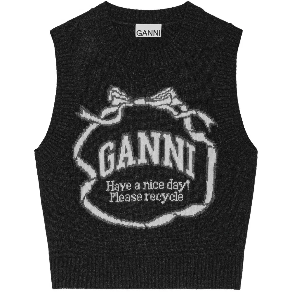 Вязаный топ с принтом спереди