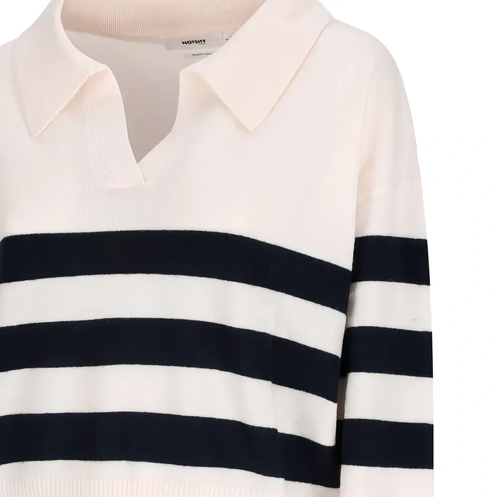 Полосатый свитер Irina с воротником поло Полосатый свитер Irina с воротником поло