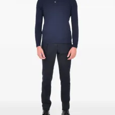 Джемпер с ребристым воротником-поло