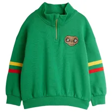 Свитер с молнией у горловины и полосатыми деталями