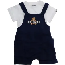 Комплект из джинсового комбинезона с изображением медвежонка и футболки