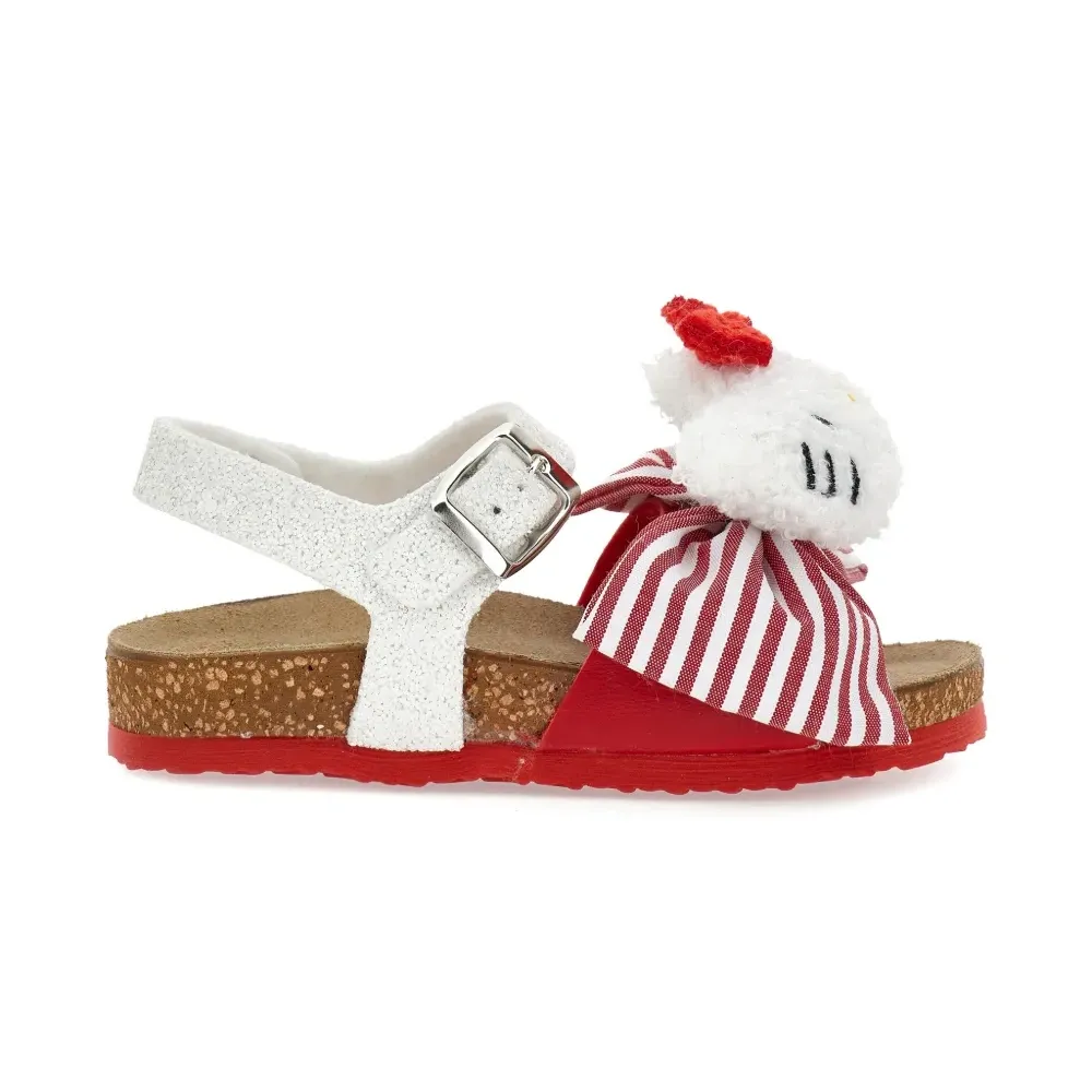 Босоножки с полосатыми бантами