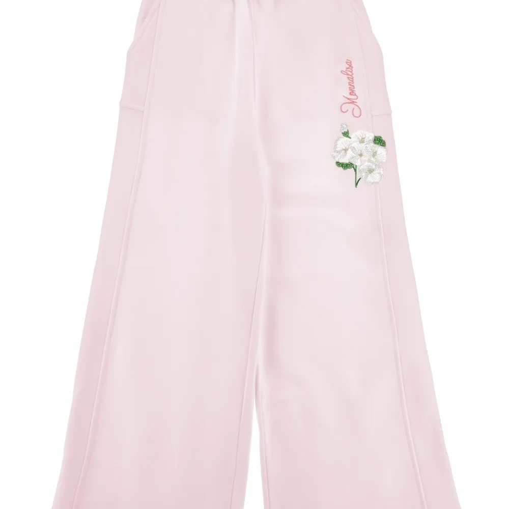 Брюки с цветочной вышивкой