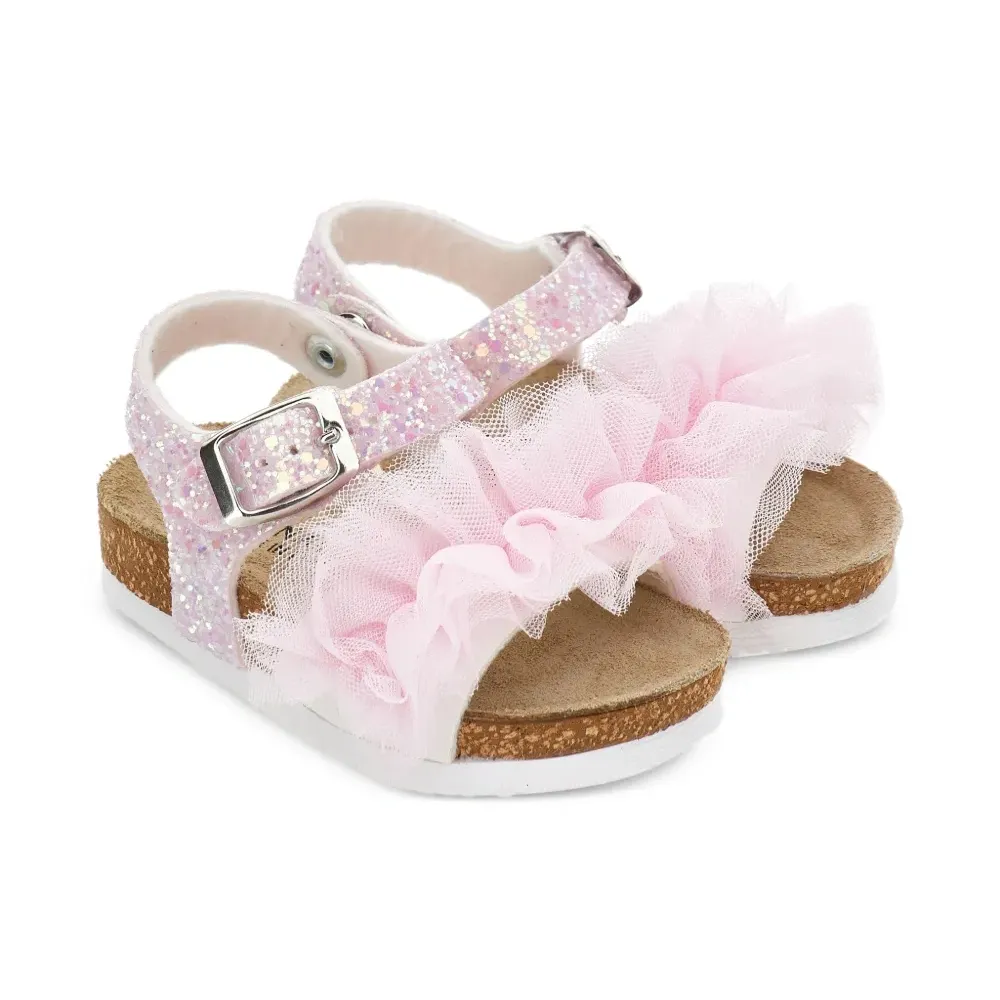 Босоножки с оборками и блестками Босоножки с оборками и блестками