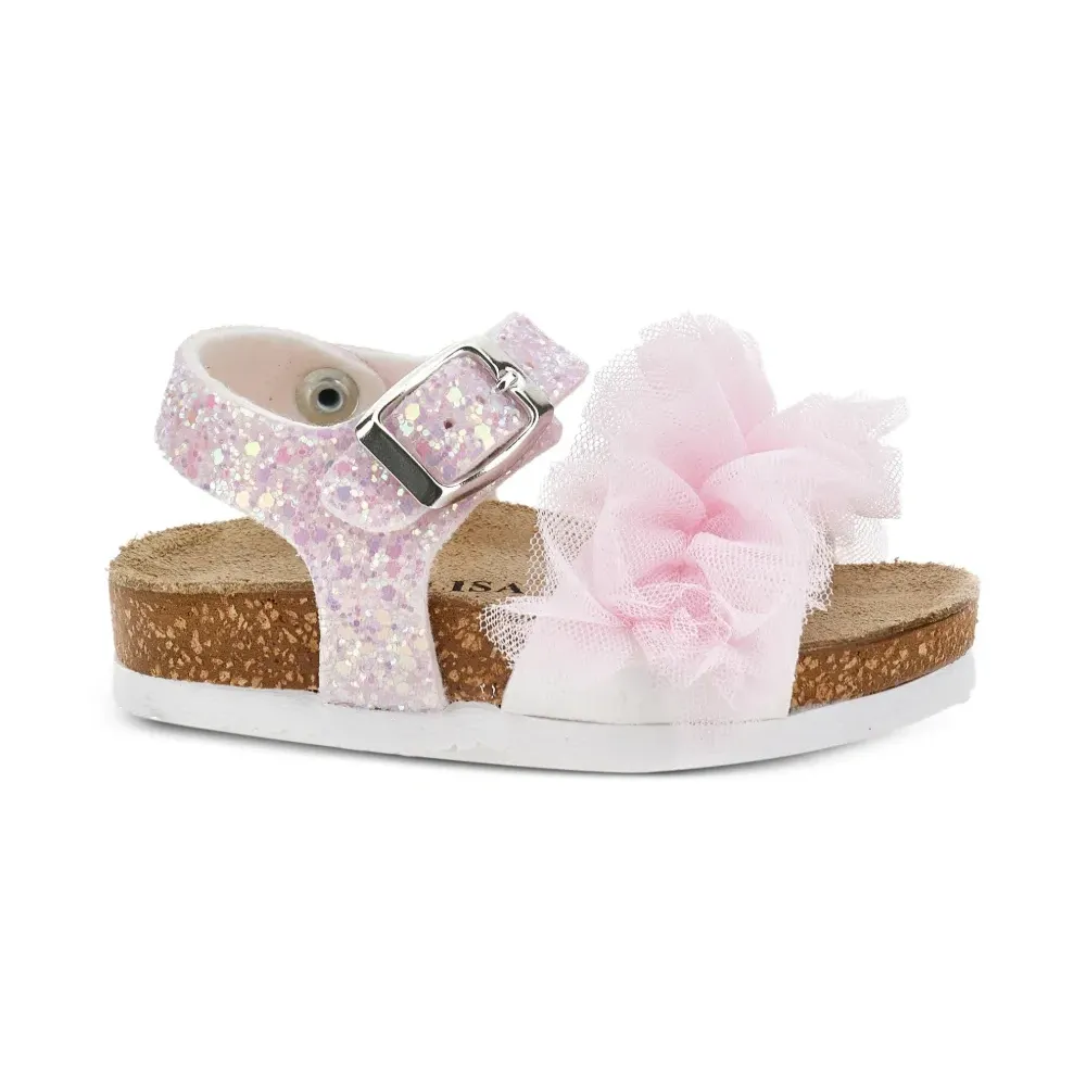 Босоножки с оборками и блестками Босоножки с оборками и блестками