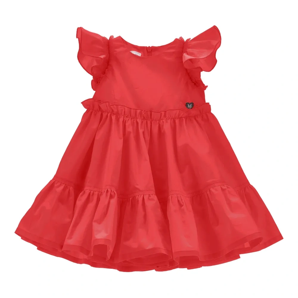 Платье с оборками на рукавах и логотипом