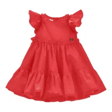 Платье с оборками на рукавах и логотипом