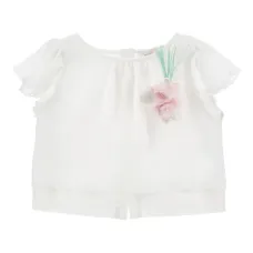 Топ с оборками и цветочной аппликацией