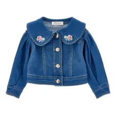 Джинсовая куртка с цветочной вышивкой