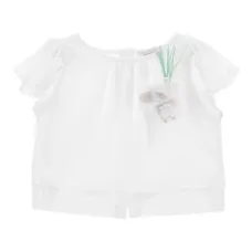 Топ с оборками и цветочной аппликацией