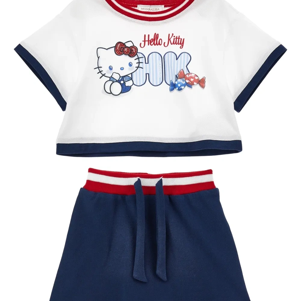 Плиссированная юбка с отделкой в полоску из коллаборации с Hello Kitty