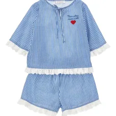 Комплект из топа и шортов в полоску