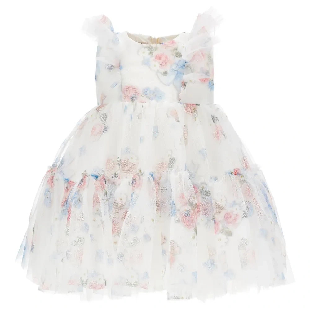 Платье с оборками и цветочным принтом