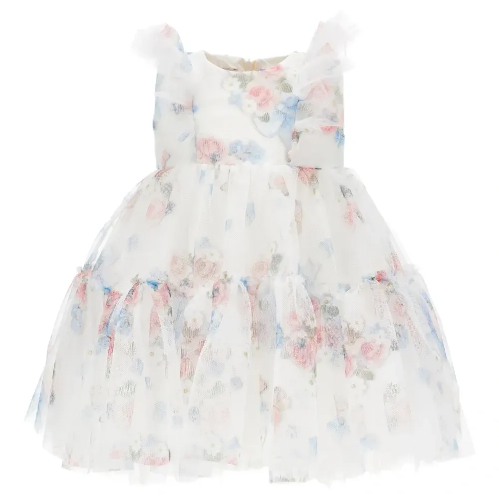 Платье с оборками и цветочным принтом