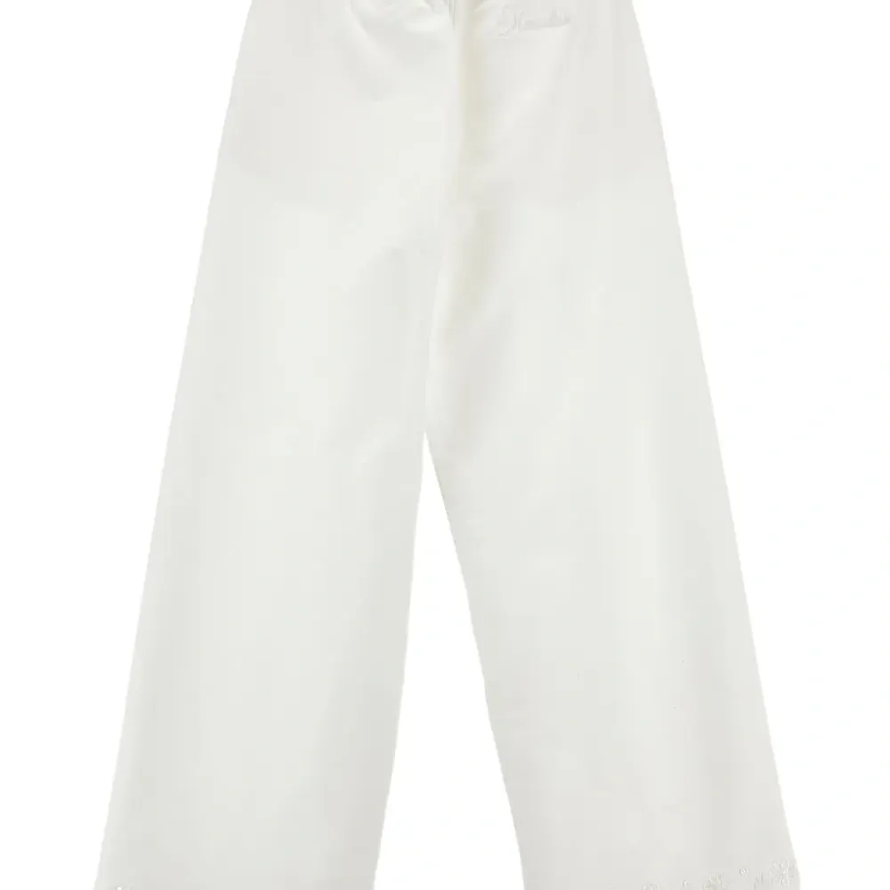 Брюки с кулиской и цветочной вышивкой