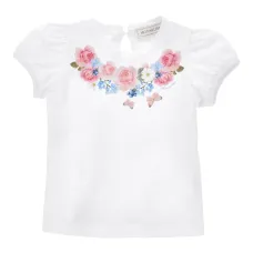 Футболка с объемными рукавами и цветочным принтом