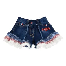 Шорты с бахромой и аппликацией