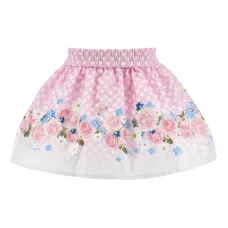 Юбка в клетку гингем с цветочным принтом