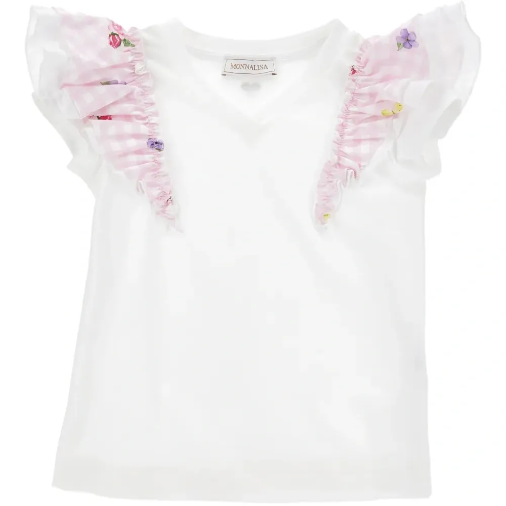 Футболка с оборками на рукавах