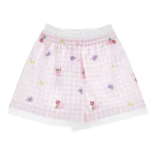 Шорты в клетку гингем с цветочным принтом Шорты в клетку гингем с цветочным принтом