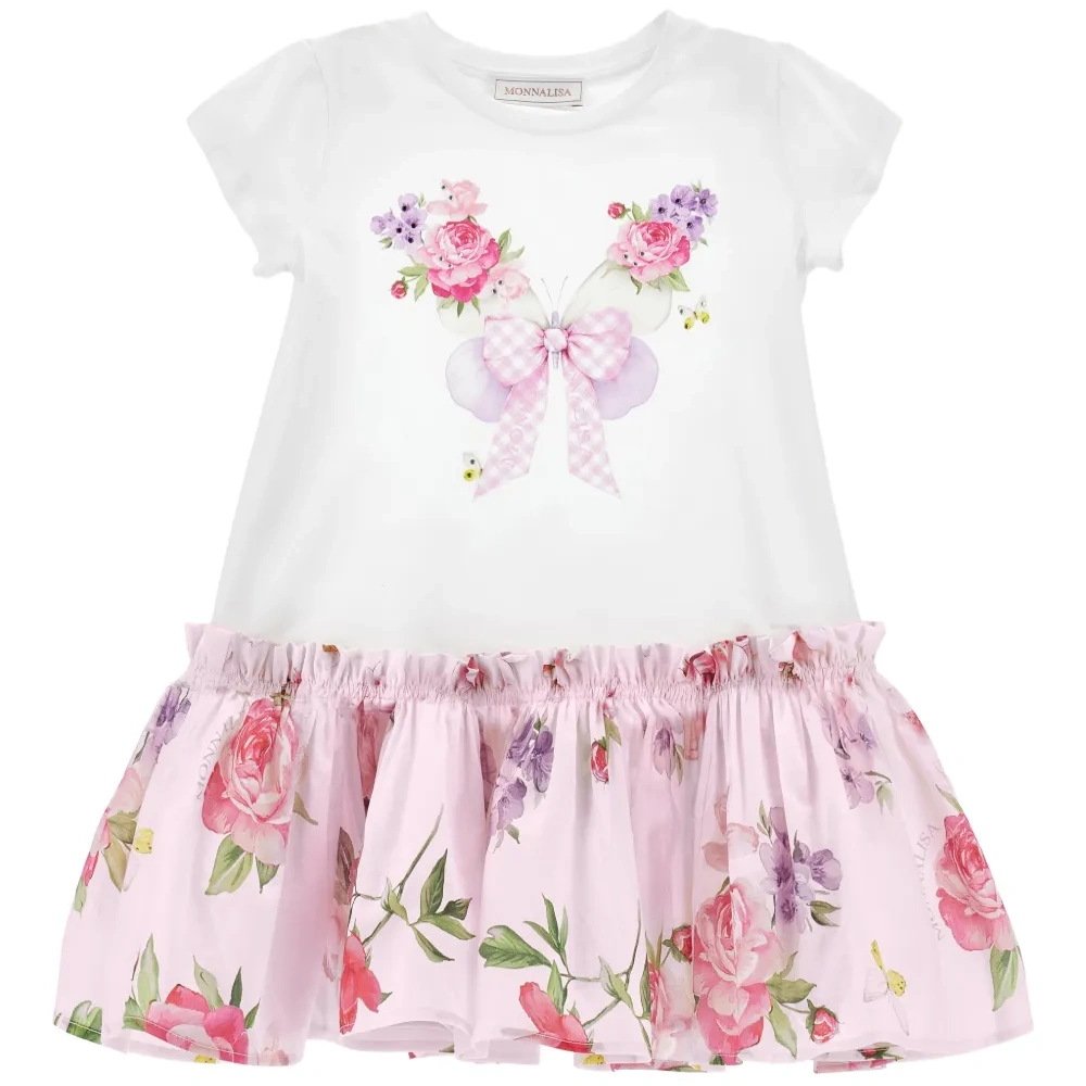 Платье с цветочным принтом и бантом