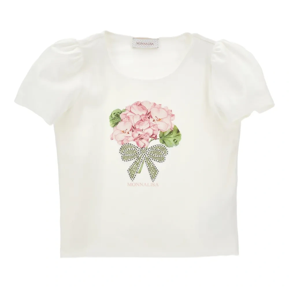 Футболка с объемными рукавами и цветочным принтом