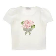 Футболка с объемными рукавами и цветочным принтом