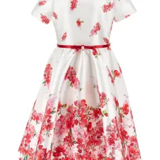 Платье с поясом и цветочным принтом