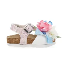 Босоножки с цветочной аппликацией и блестками