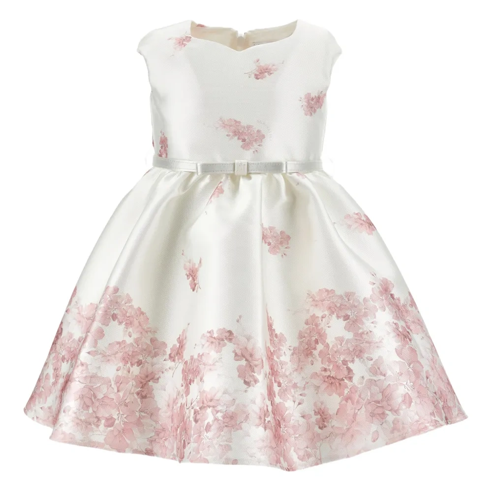 Платье с поясом и цветочным принтом