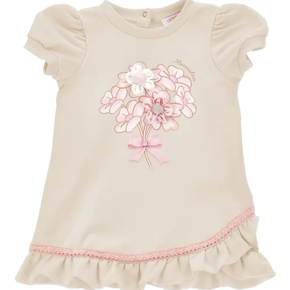 Платье с цветочной аппликацией и оборками