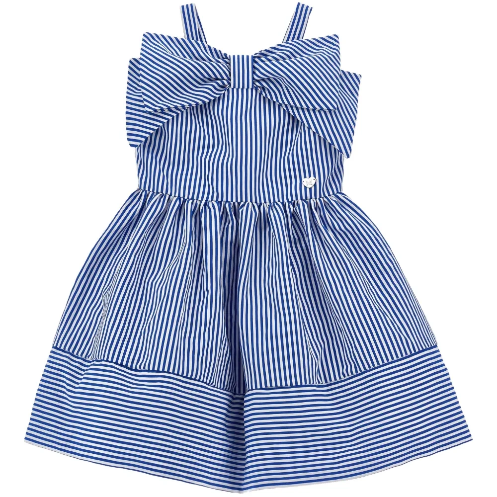 Платье в полоску с бантом