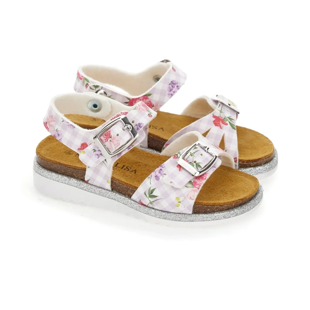 Клетчатые босоножки с пряжками