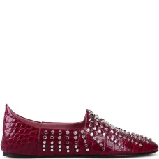 Балетки с тиснением под кожу крокодила и заклепками