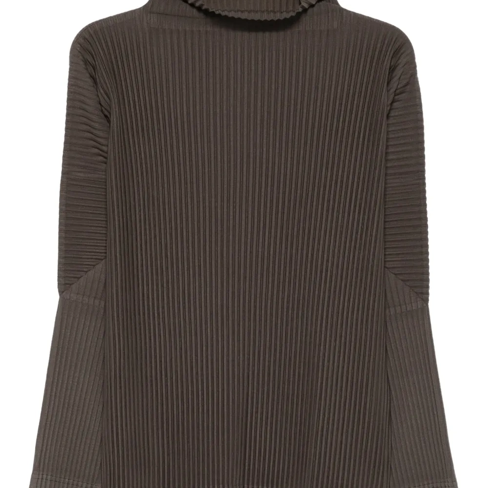 Плиссированный топ с воротником-стойкой