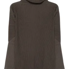 Плиссированный топ с воротником-стойкой