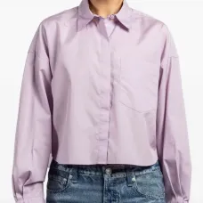 Укороченная рубашка с накладными карманами