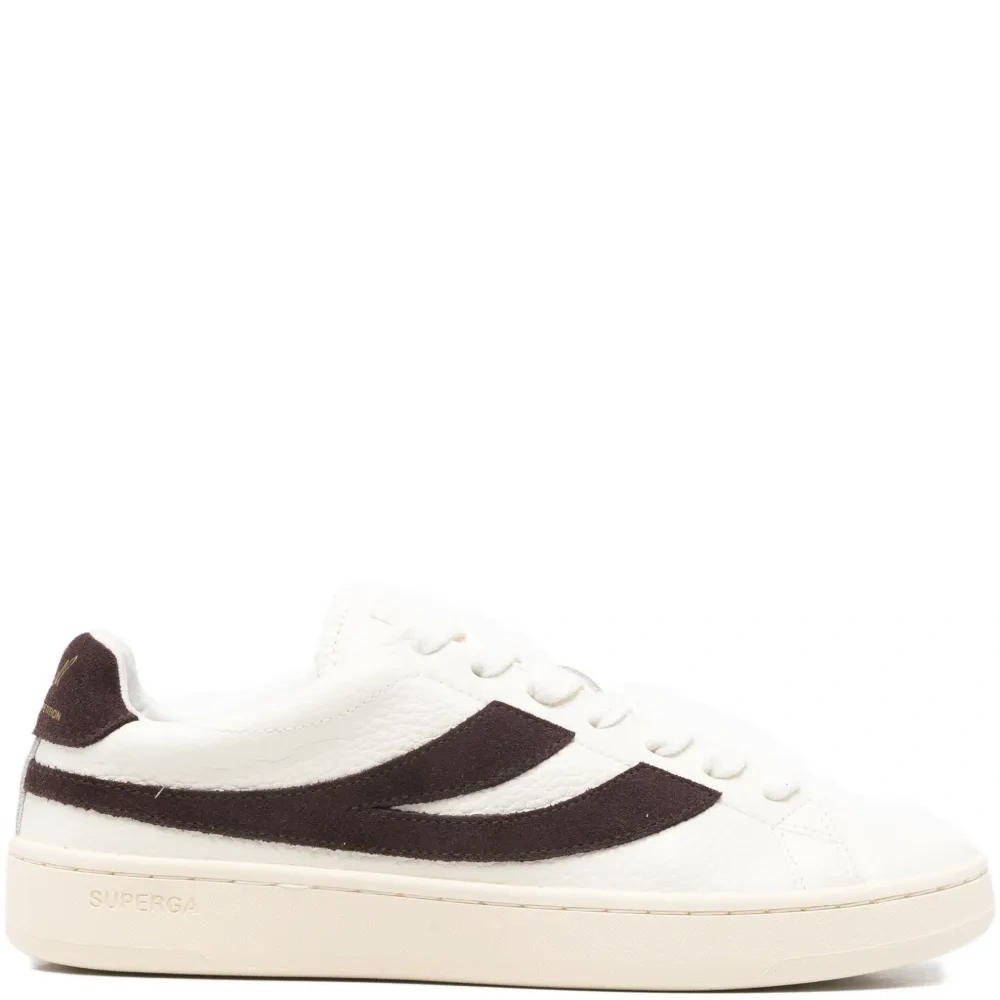 Кожаные кроссовки с полосатыми деталями