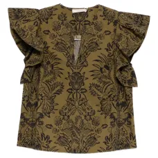 Блузка с рюшами и цветочным принтом