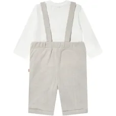 Комплект: футболка на пуговицах и комбинезон с ёлочным узором