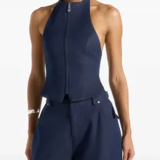 Топ на молнии с вырезом халтер Топ на молнии с вырезом халтер