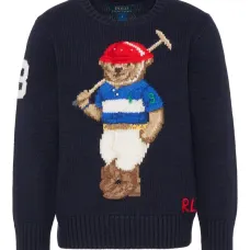 Джемпер с вышивкой в виде медведя и длинными рукавами