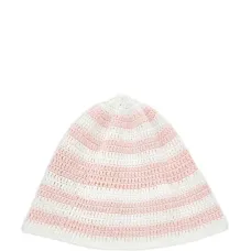 Полосатая шапка бини в технике кроше
