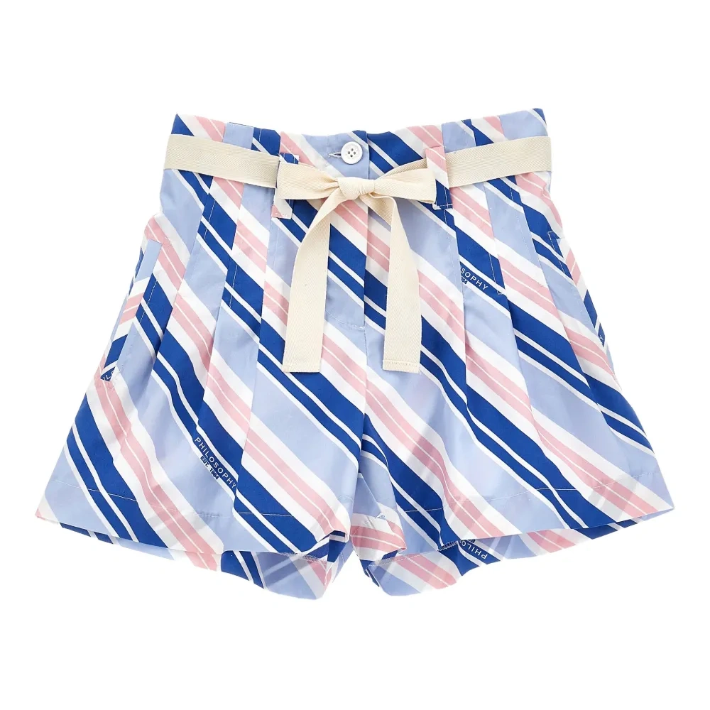 Шорты с поясом в полоску Шорты с поясом в полоску