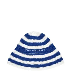 Полосатая шапка бини с логотипом