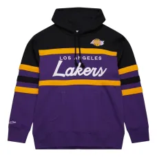 X Лос-Анджелес Лейкерс толстовка с капюшоном в полоску Big Tall Hardwood Head Coach
