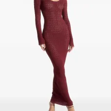 Трикотажное платье макси с U-образным вырезом