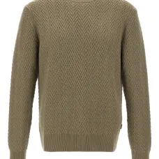 Джемпер из ткани «ёлочка» с круглым вырезом H-Hitalo